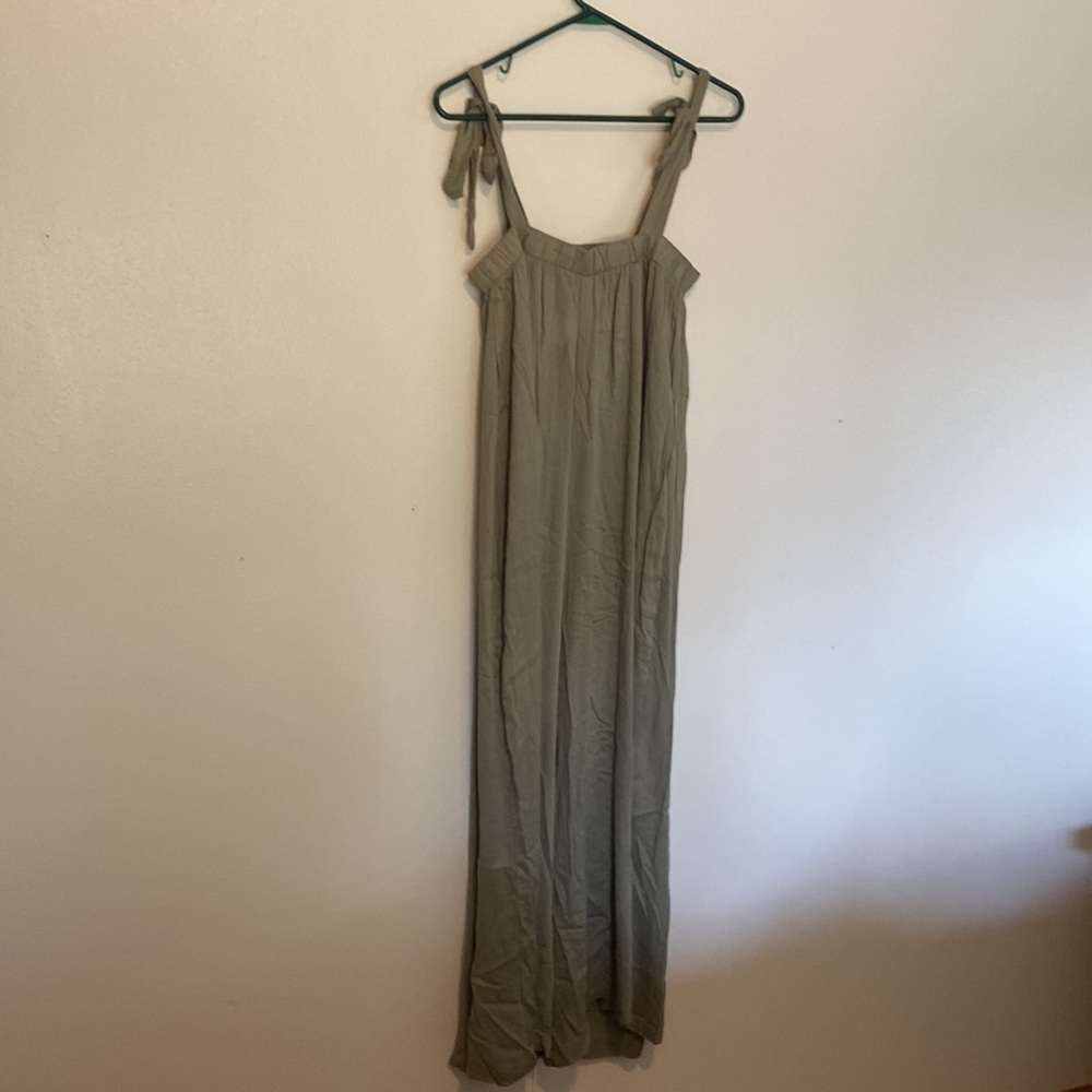 Hyfve OLIVE green overall like suspender flare leg pants small nwt - Picture 5 of 11